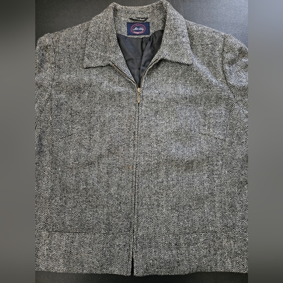 Vintage - Wool Allen Solly Black Herringbone Zip Jacket - Size 18W - Picture 2 of 7